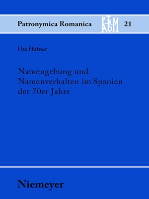 cover image of Namengebung und Namenverhalten im Spanien der 70er Jahre